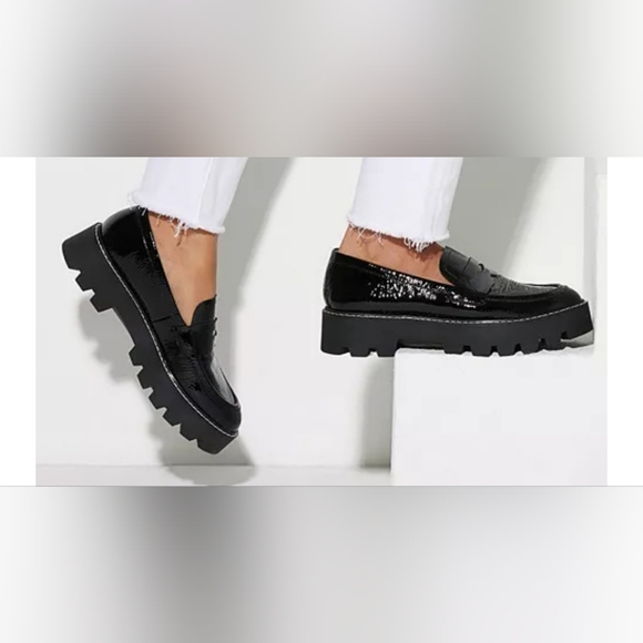 Women's Franco Sarto Balin Lug Sole Black Patent Leather Loafers (Size 7N) - Picture 3 of 6